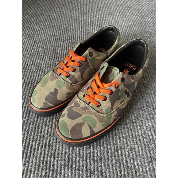 POLO RALPH LAUREN Men Size 10 Keaton Pony Camo Casual Sneaker NEW Camo/Orange - Picture 5 of 11